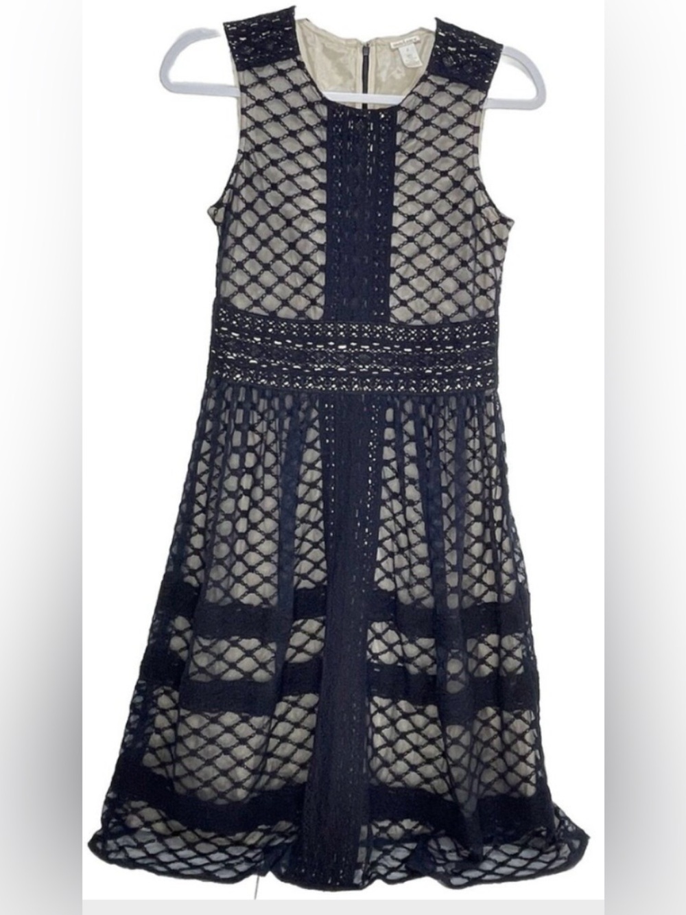 Sundance Navy Lace Overlay Dress with Cream Lining